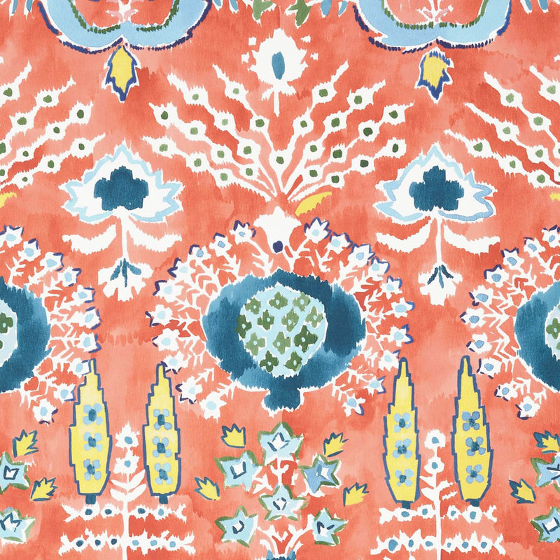 T16243 Mendoza Suzani Kismet Coral Wallpaper by Thibaut
