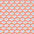 Emily Kismet Coral and Blue Wallpaper by Thibaut