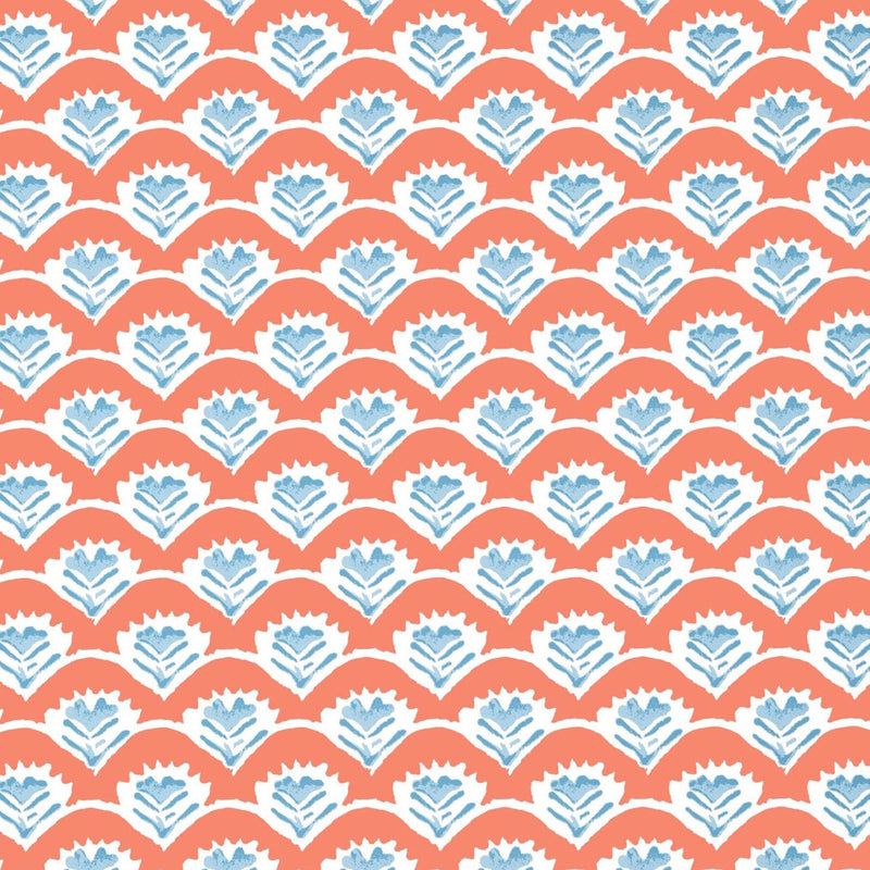 T16254 Emily Kismet Coral and Blue Wallpaper by Thibaut