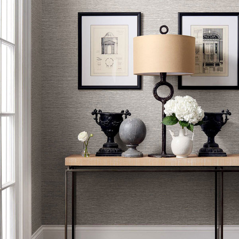 T19696 Edwards Paper Grasscloth Resource Volume 6 Putty Wallpaper by Thibaut