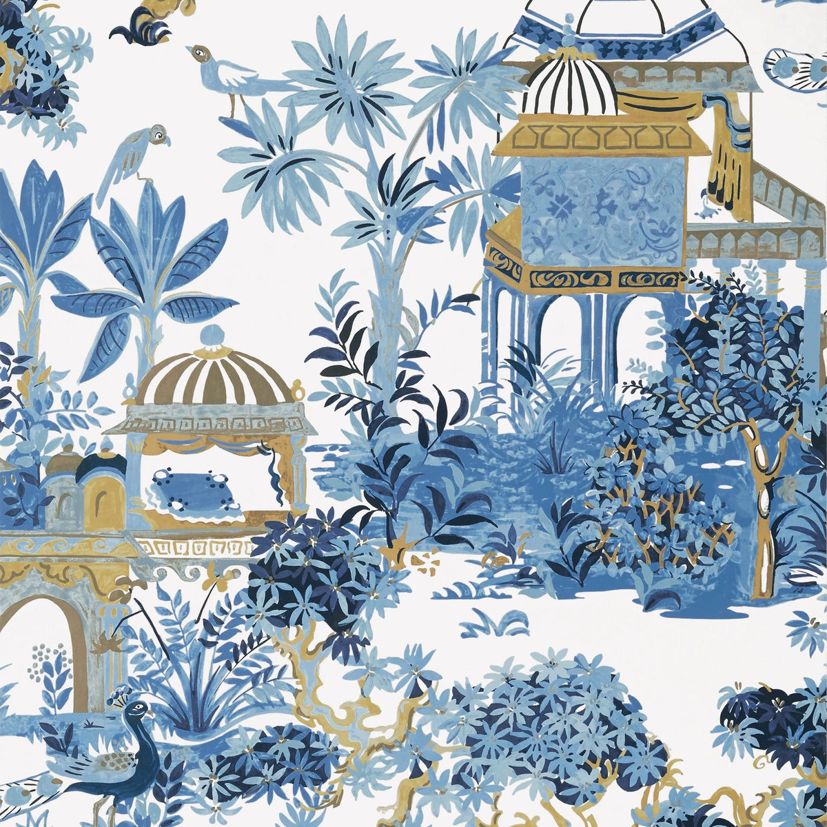 Mystic Garden Blue and White Eden Wallpaper by Thibaut