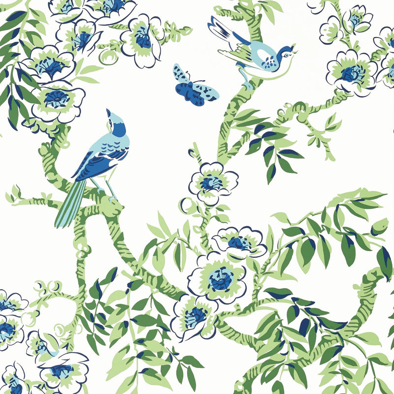 T20842 Yukio Blue and Green Eden Wallpaper by Thibaut