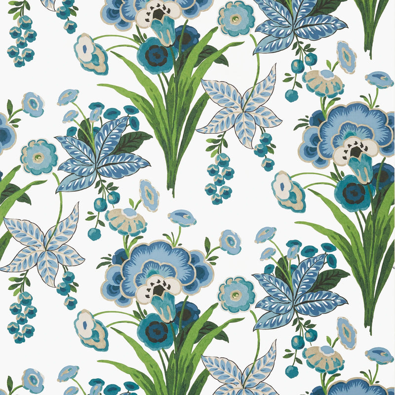 T20851 Pasadena Blue and Green Eden Wallpaper by Thibaut