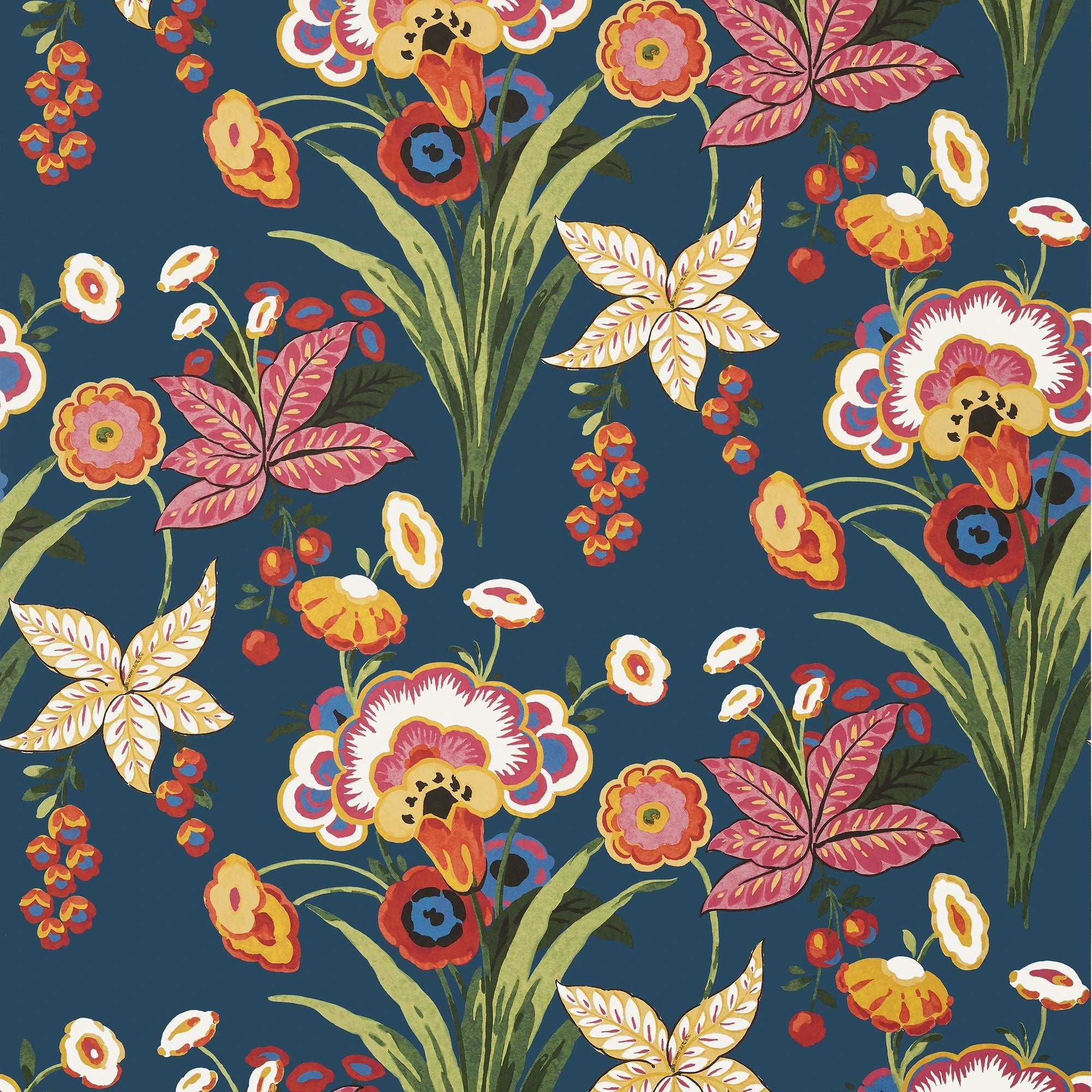 T20854 Pasadena Navy Eden Wallpaper by Thibaut