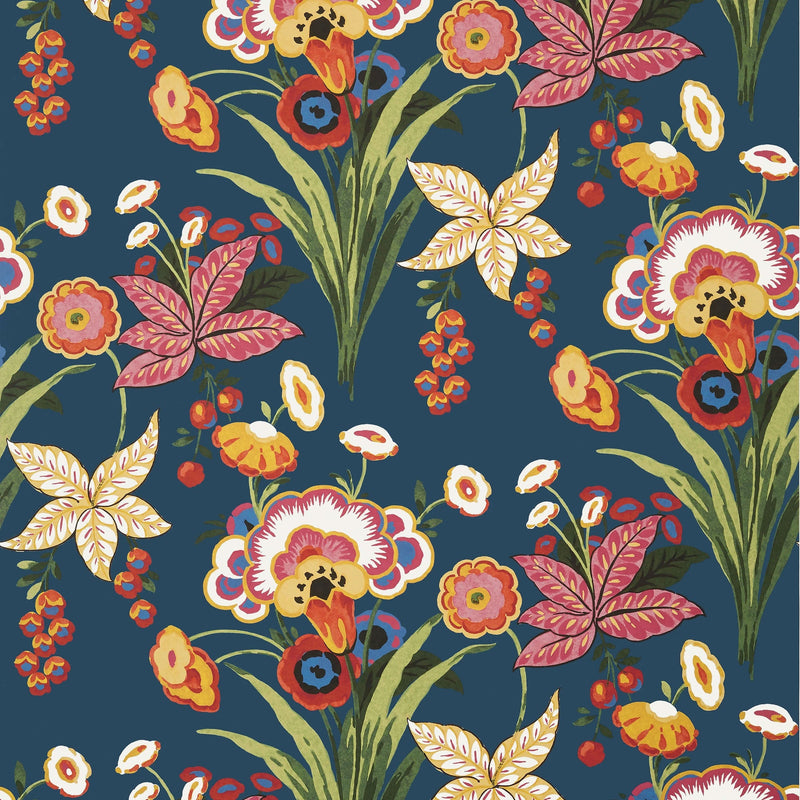 T20854 Pasadena Navy Eden Wallpaper by Thibaut