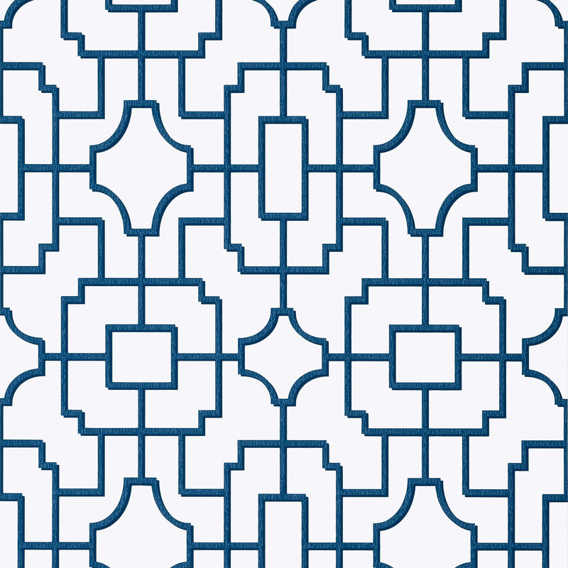 T20867 Fretwork Navy Eden Wallpaper by Thibaut