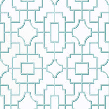 T20869 Fretwork Spa Blue Eden Wallpaper by Thibaut
