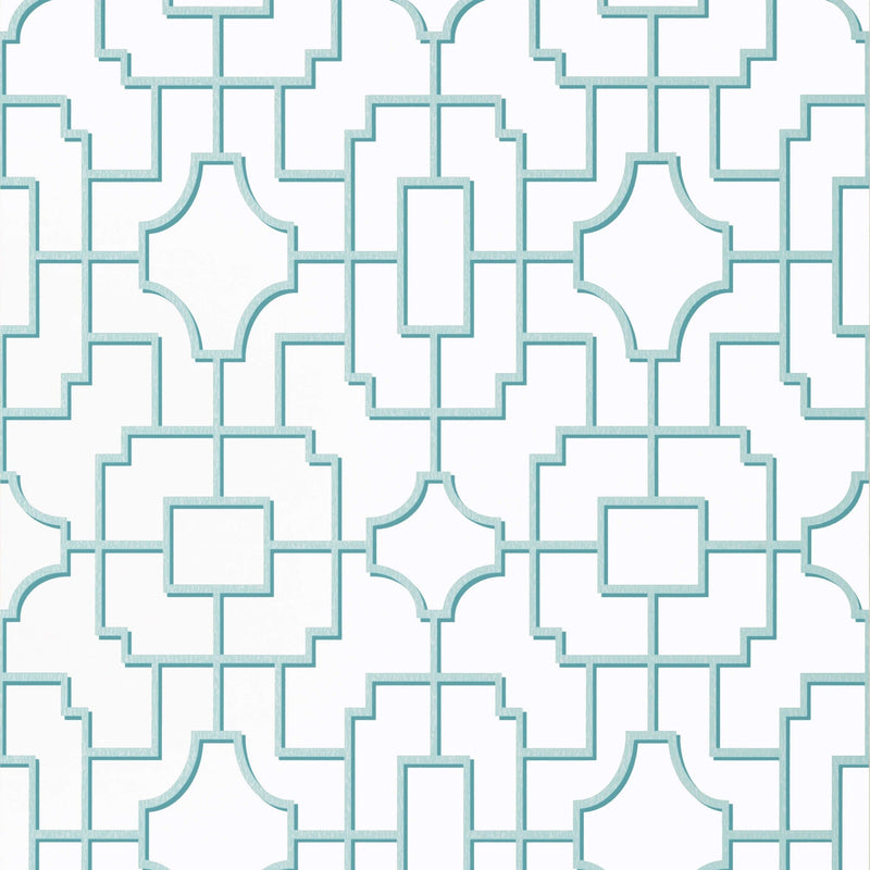 T20869 Fretwork Spa Blue Eden Wallpaper by Thibaut
