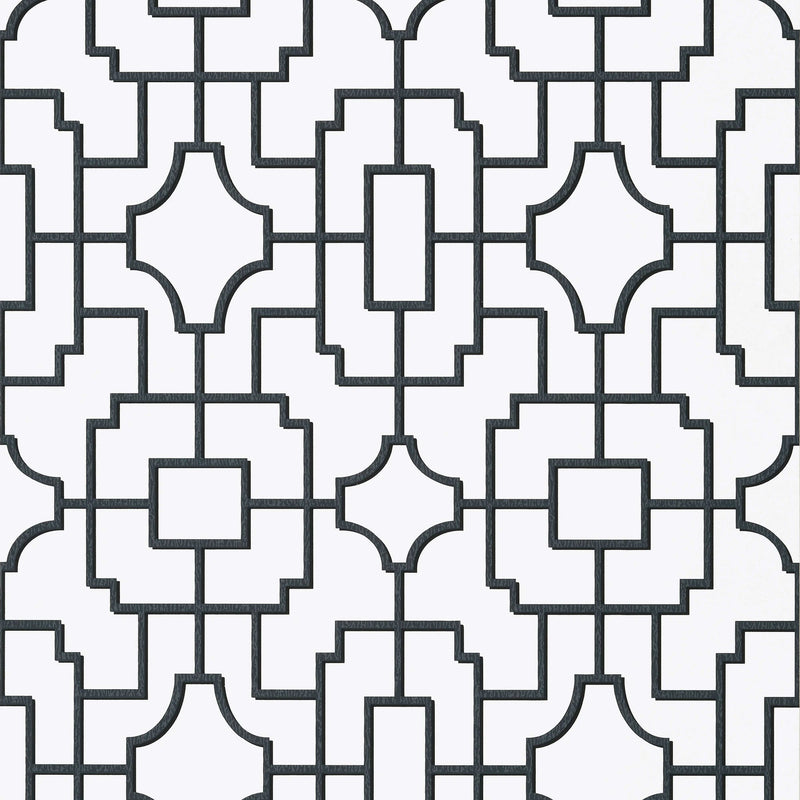 T20871 Fretwork Black Eden Wallpaper by Thibaut