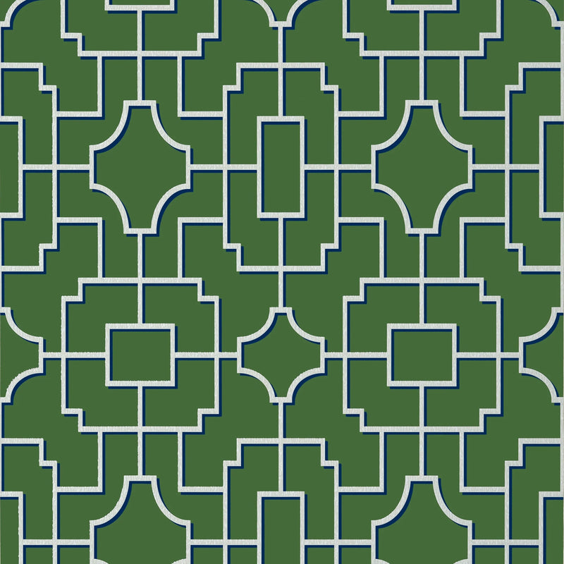 T20874 Fretwork Emerald Eden Wallpaper by Thibaut