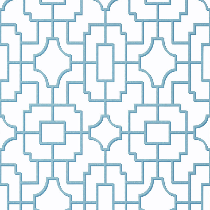 T20875 Fretwork Light Blue Eden Wallpaper by Thibaut