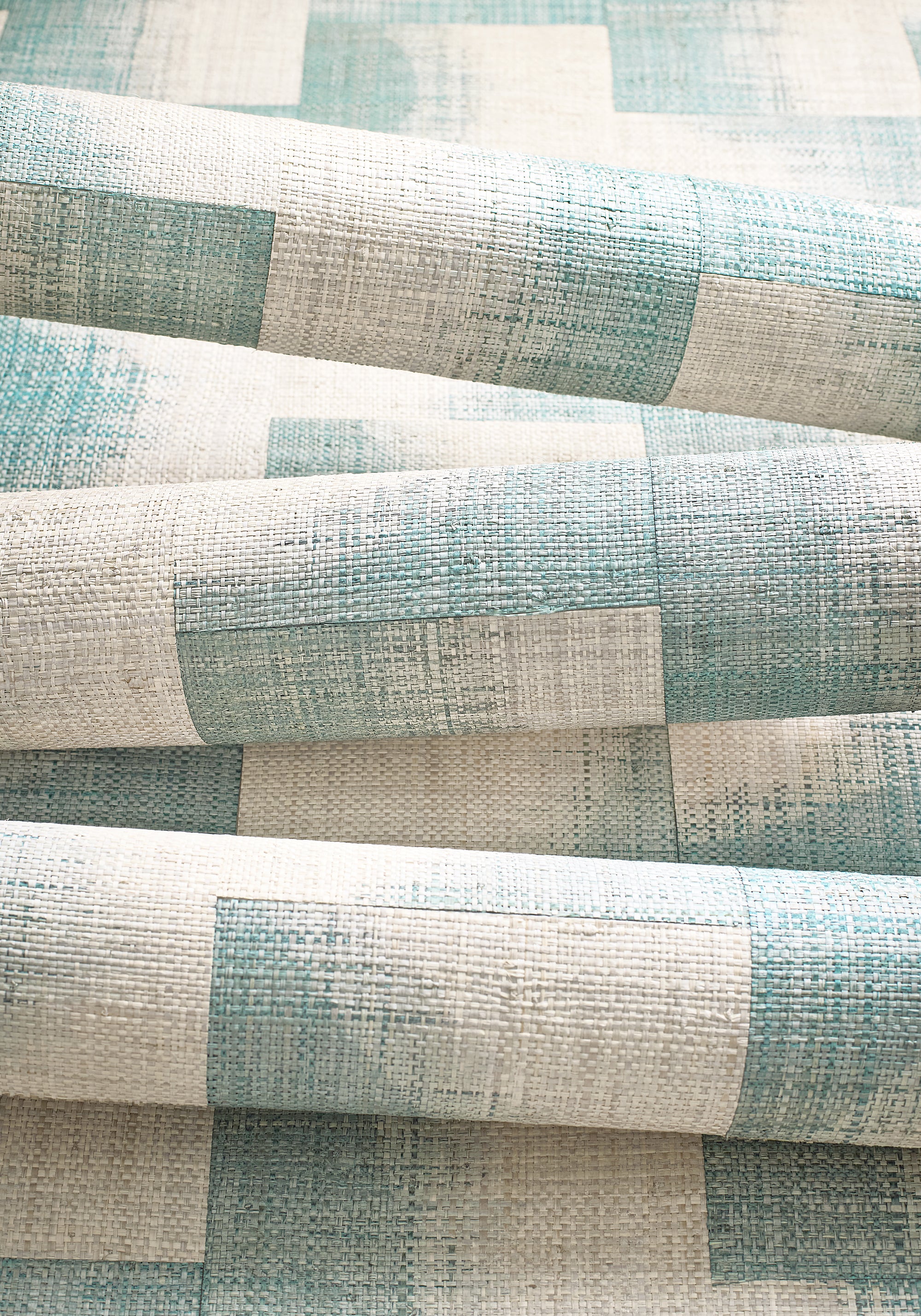 T24429 Raffia Squares Mineral Yutori Wallpaper by Thibaut
