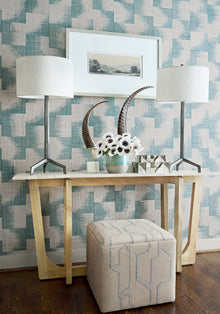 T24429 Raffia Squares Mineral Yutori Wallpaper by Thibaut