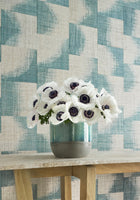 T24429 Raffia Squares Mineral Yutori Wallpaper by Thibaut