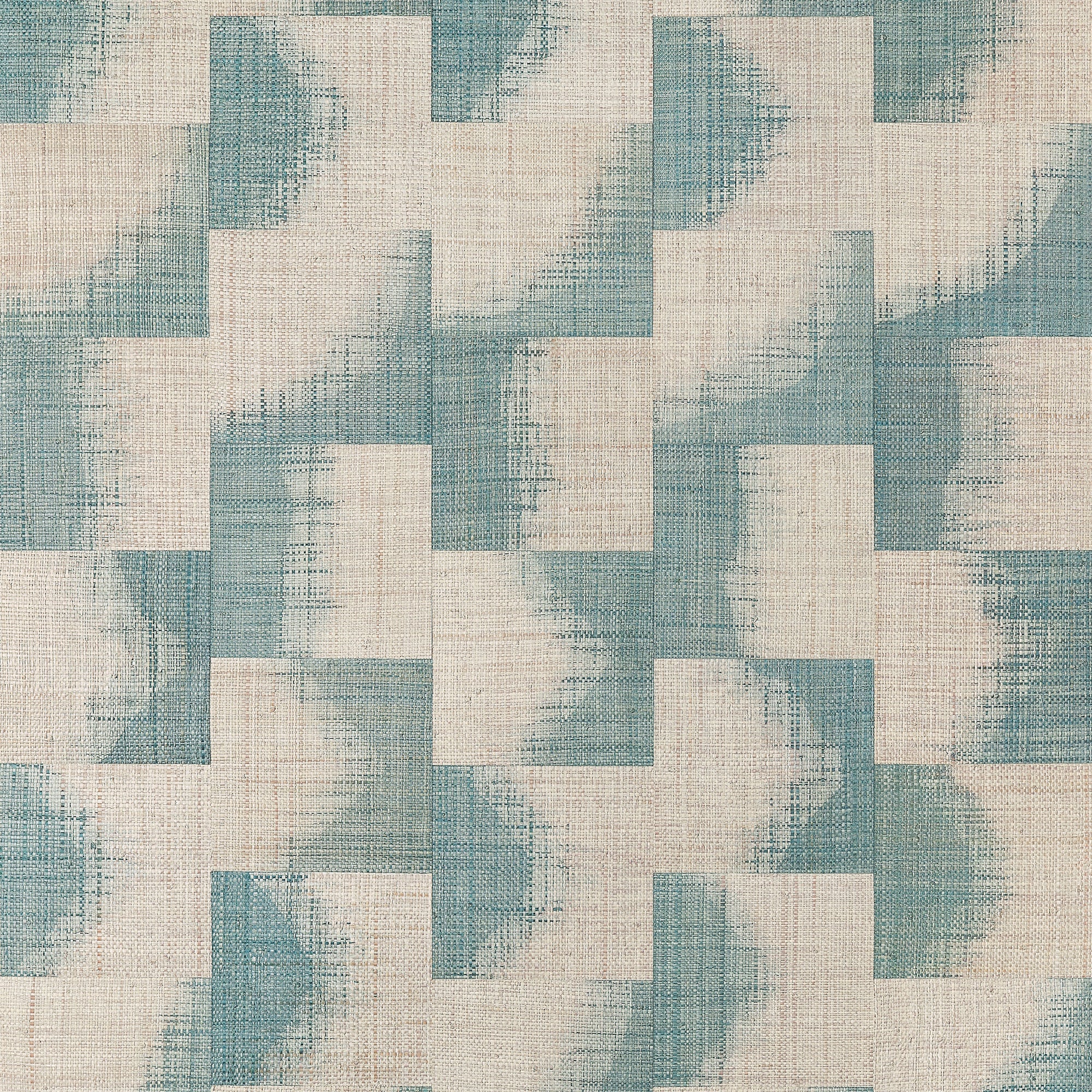 T24429 Raffia Squares Mineral Yutori Wallpaper by Thibaut