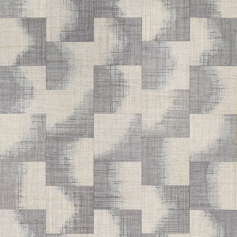 T24430 Raffia Squares Graphite Yutori Wallpaper by Thibaut