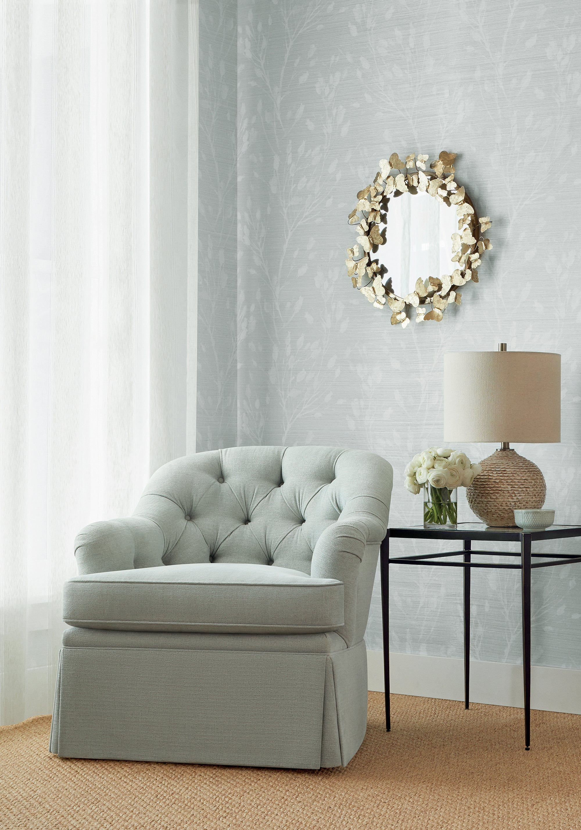 T27025 Wild Flower Grey Natural Resource 3 Wallpaper by Thibaut