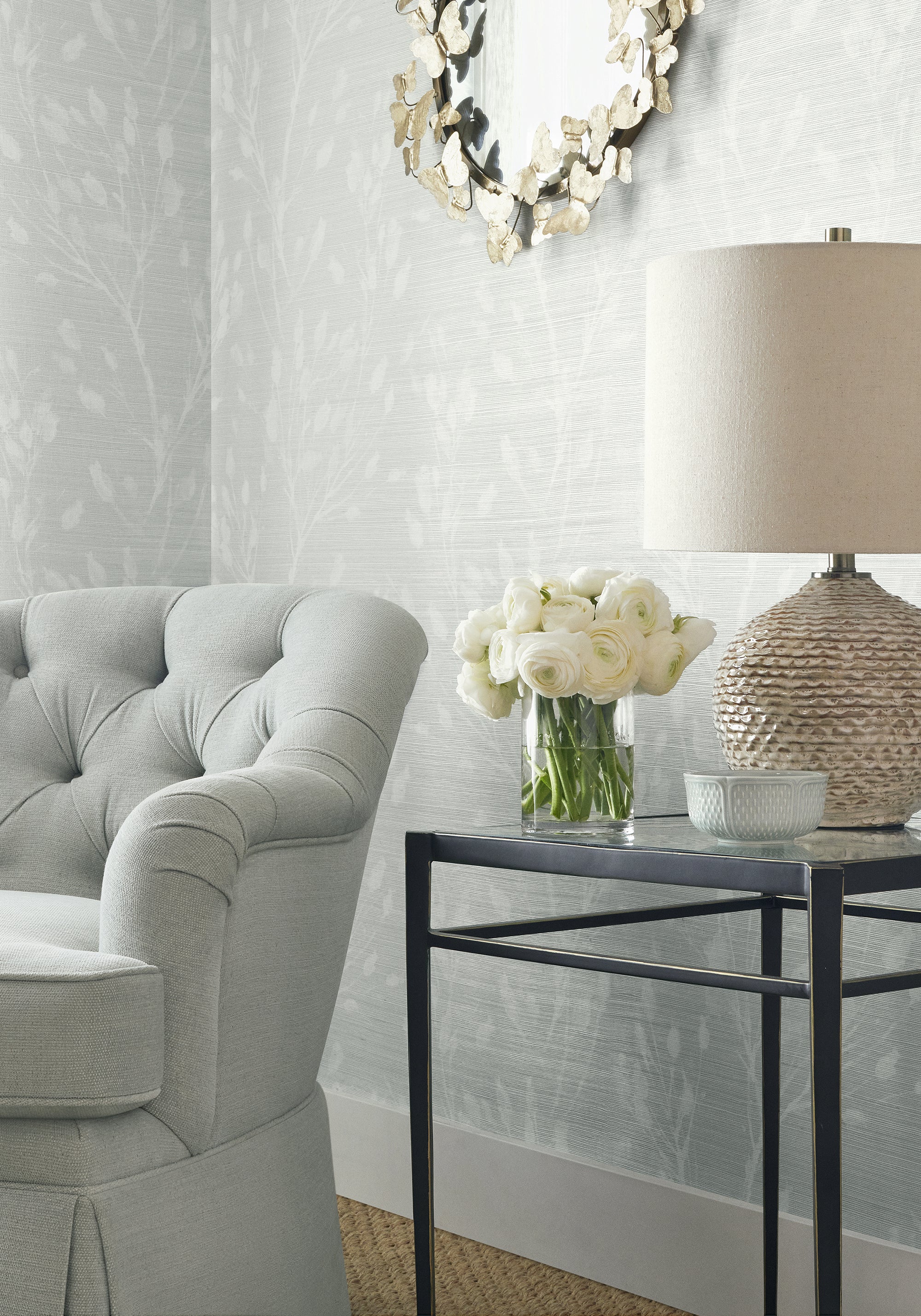 T27025 Wild Flower Grey Natural Resource 3 Wallpaper by Thibaut