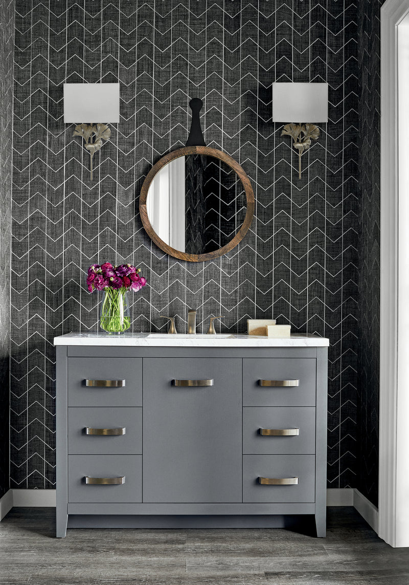 T27028 Cordoza Weave Charcoal Natural Resource 3 Wallpaper by Thibaut