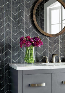 T27028 Cordoza Weave Charcoal Natural Resource 3 Wallpaper by Thibaut