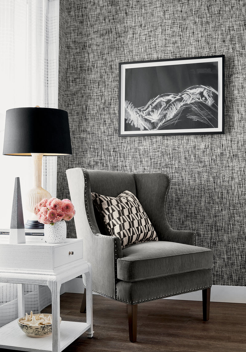 T27030 Arthur's Tweed Black Natural Resource 3 Wallpaper by Thibaut