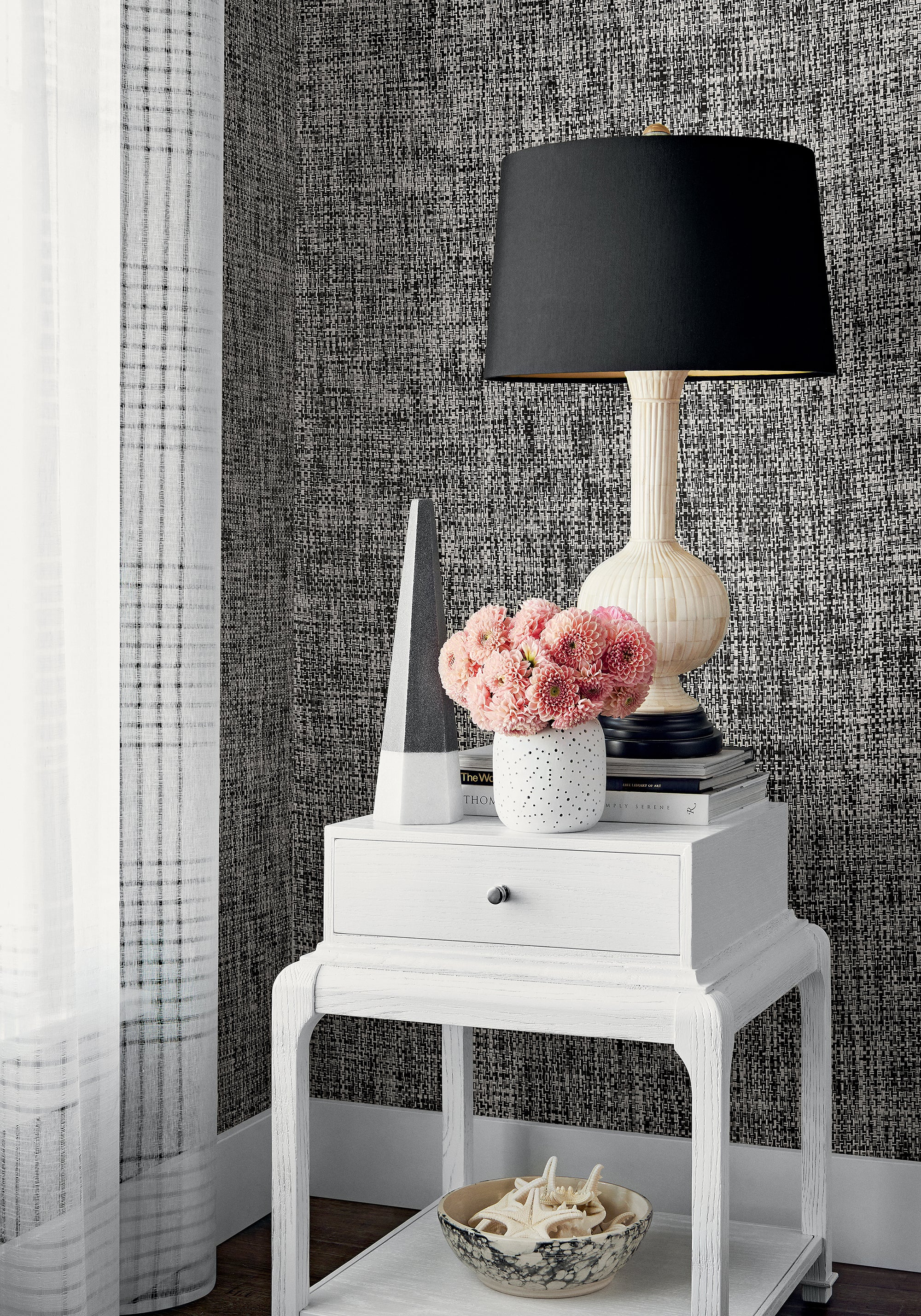T27030 Arthur's Tweed Black Natural Resource 3 Wallpaper by Thibaut