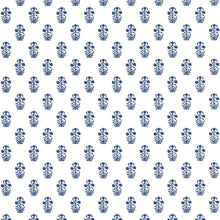 T36400 Corwin Indienne Navy on White Wallpaper by Thibaut