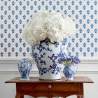 T36400 Corwin Indienne Navy on White Wallpaper by Thibaut