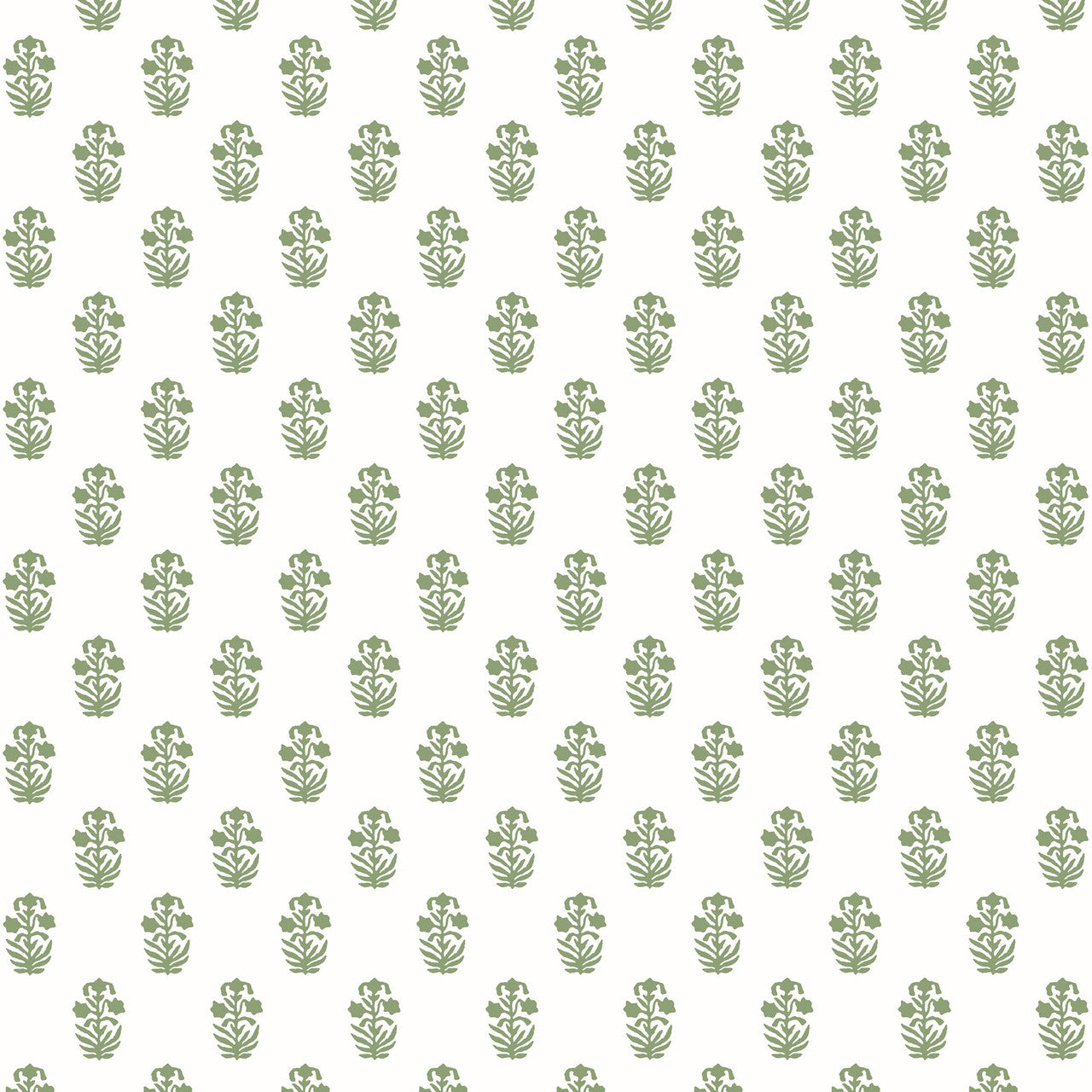 T36402 Corwin Indienne Green on White Wallpaper by Thibaut