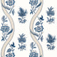 Ribbon Floral Indienne Blue and White Wallpaper by Thibaut