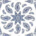 East India Indienne Blue and White Wallpaper by Thibaut