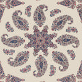 East India Indienne Raspberry and Blue on Natural Wallpaper by Thibaut