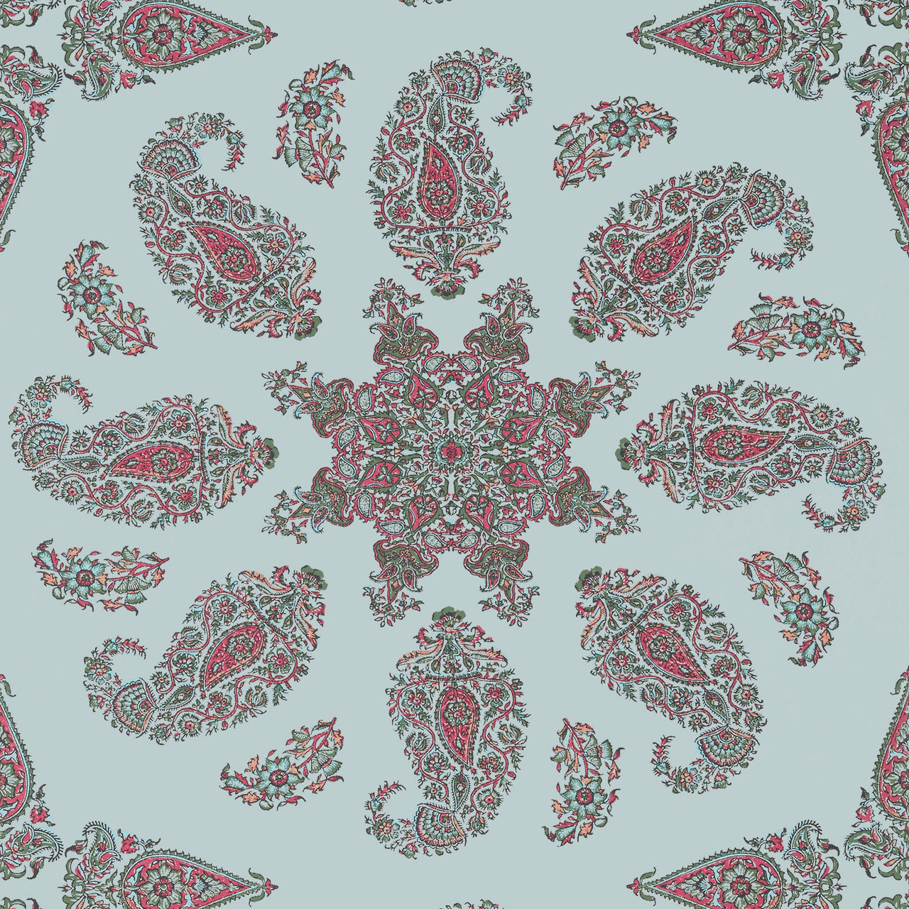 T36431 East India Indienne Raspberry and Teal Wallpaper by Thibaut
