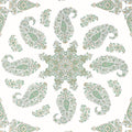 East India Indienne Green and White Wallpaper by Thibaut