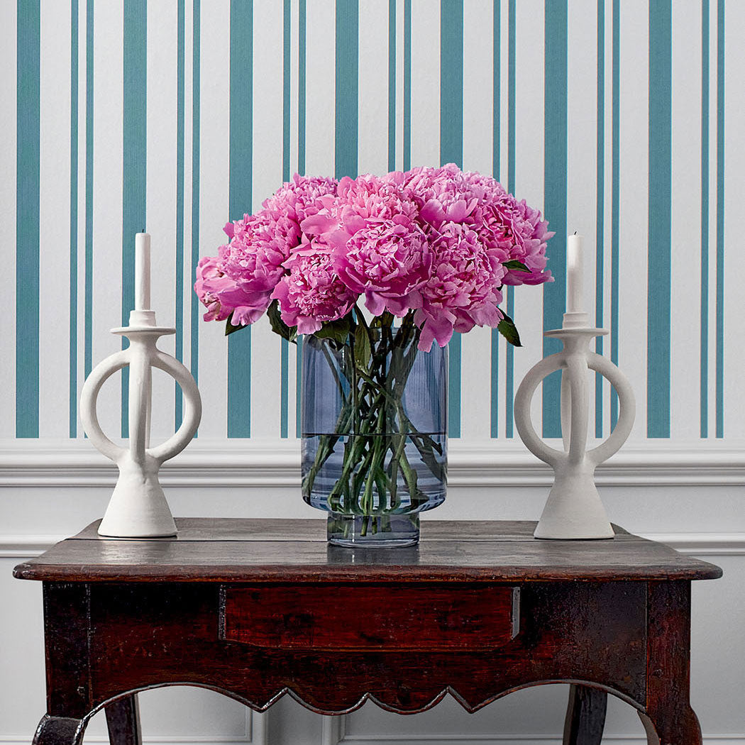 T36457 Maggie Stripe Indienne Teal Wallpaper by Thibaut