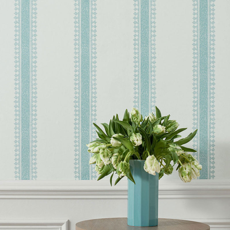 T36465 Cambridge Stripe Indienne Seaglass Wallpaper by Thibaut