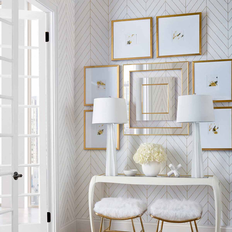 T41005 Land Bridge Modern Resource 4 White and Metallic Gold Wallpaper by Thibaut