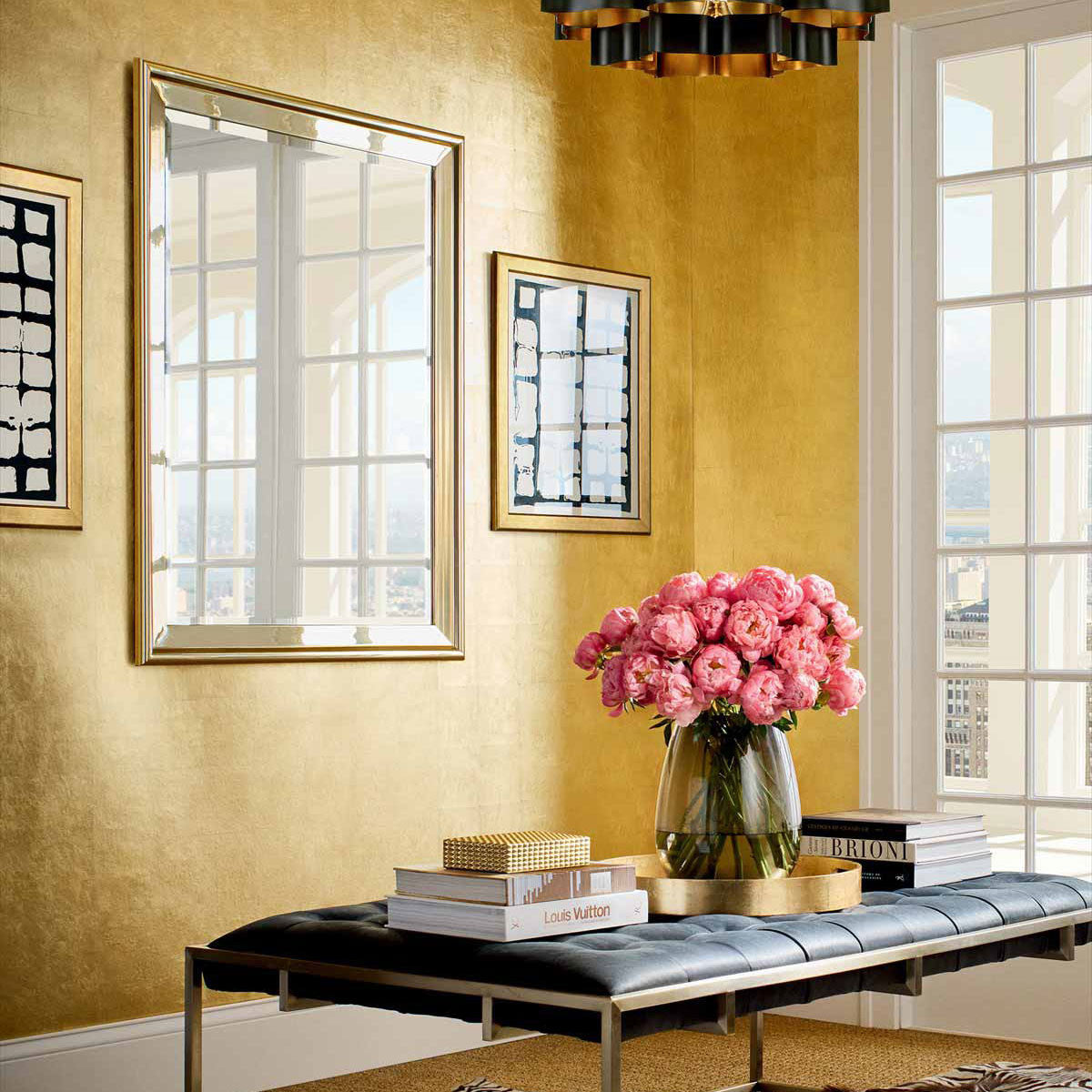 T41011 Metal Leaf Modern Resource 4 Metallic Gold Wallpaper by Thibaut