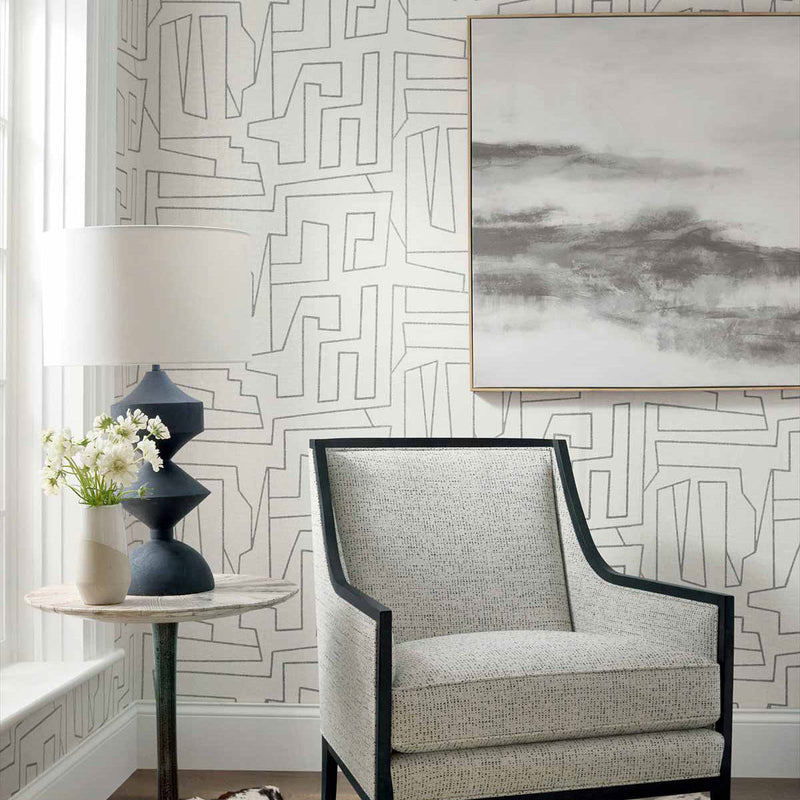 T41030 Matrix Modern Resource 4 Black on Beige Wallpaper by Thibaut