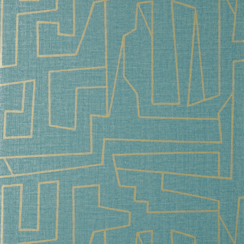 T41032 Matrix Modern Resource 4 Metallic Gold and Teal Wallpaper by Thibaut