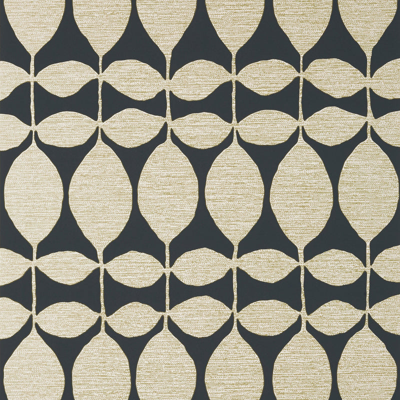 T41047 Lola Modern Resource 4 Metallic Gold on Black Wallpaper by Thibaut