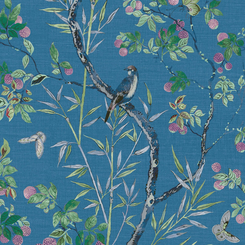 T42008 Claire Sojourn Navy Wallpaper by Thibaut