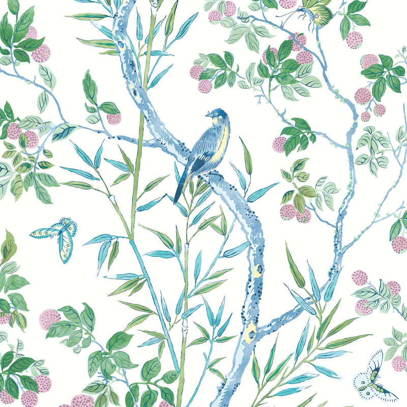 T42014 Claire Sojourn Blue and Green Wallpaper by Thibaut