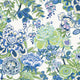 Peony Garden Sojourn Blue and Green Wallpaper by Thibaut