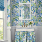 T42021 Peony Garden Sojourn Blue and Green Wallpaper by Thibaut