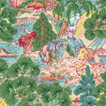 Pagoda Trees Sojourn Pink and Green Wallpaper by Thibaut