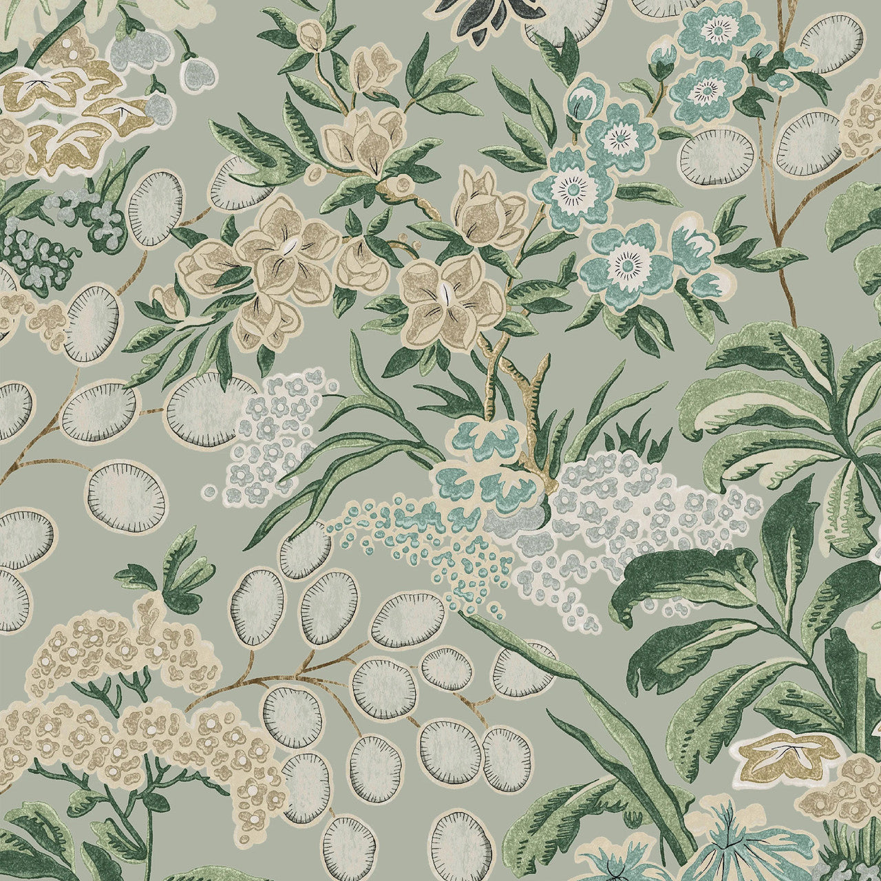 T42039 Meadow Sojourn Sage Wallpaper by Thibaut