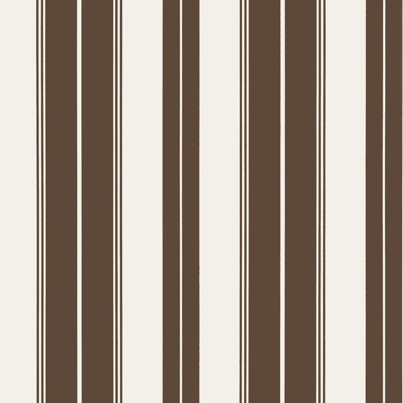 T44049 Norfolk Stripe Chocolate Brown Stripes and Checks Resource Wallpaper by Thibaut