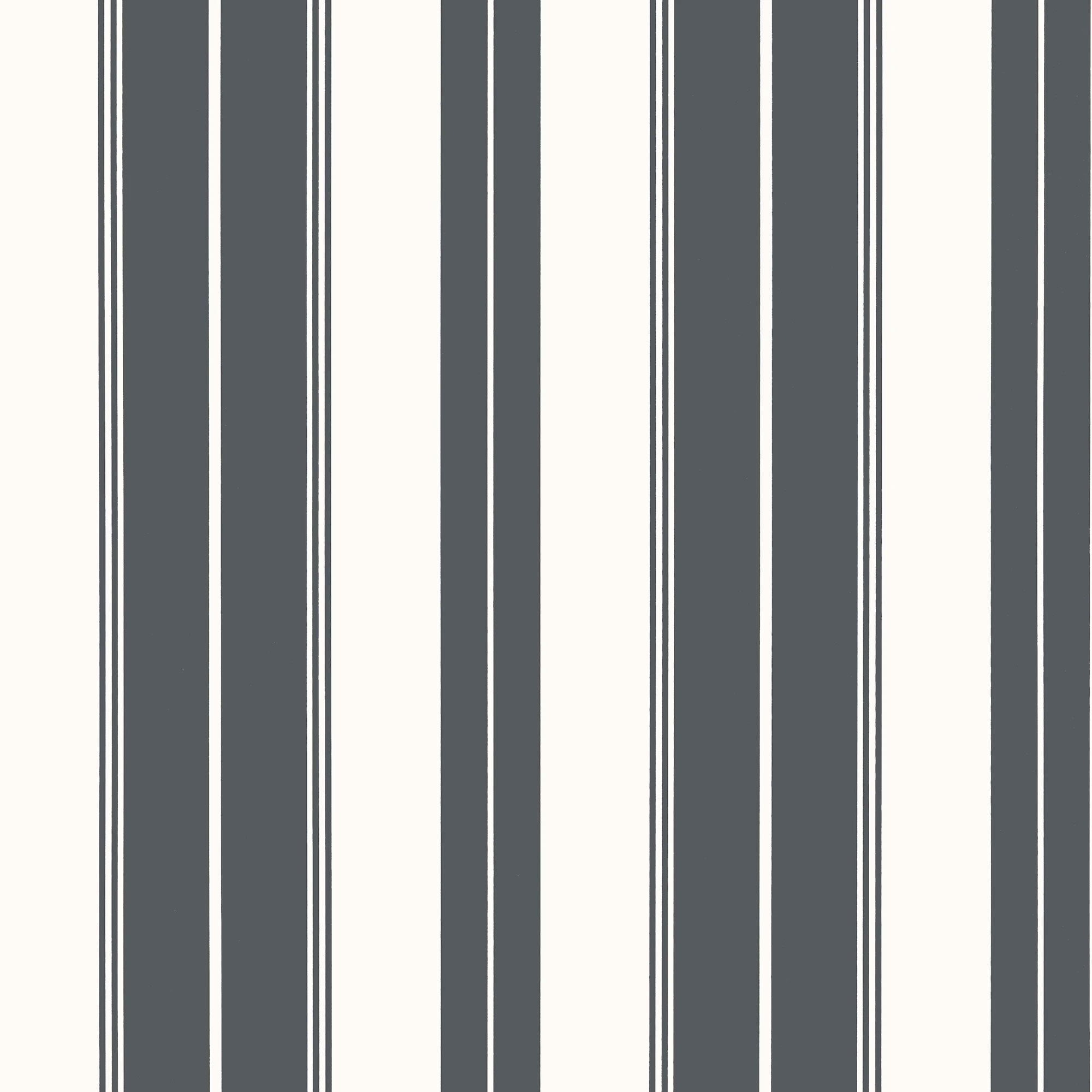 T44050 Norfolk Stripe Charcoal Black Stripes and Checks Resource Wallpaper by Thibaut