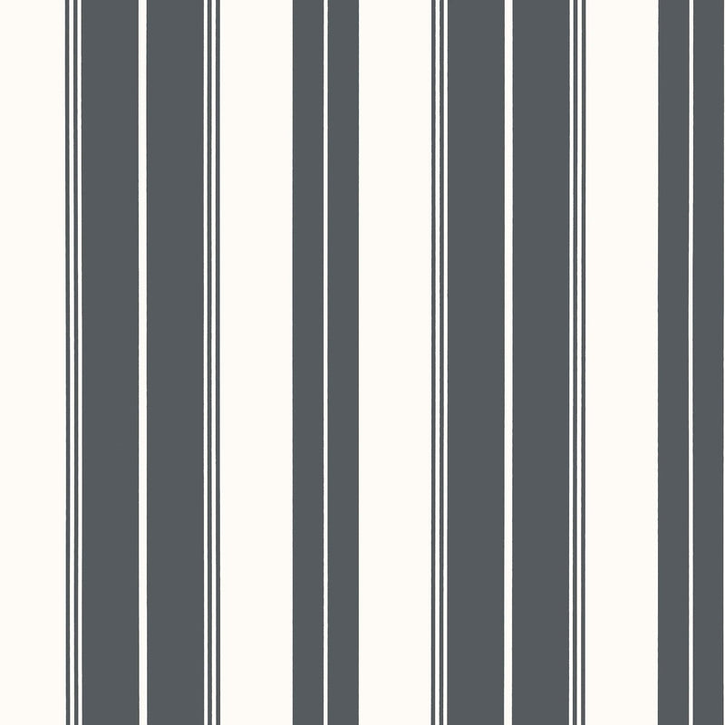 T44050 Norfolk Stripe Charcoal Black Stripes and Checks Resource Wallpaper by Thibaut